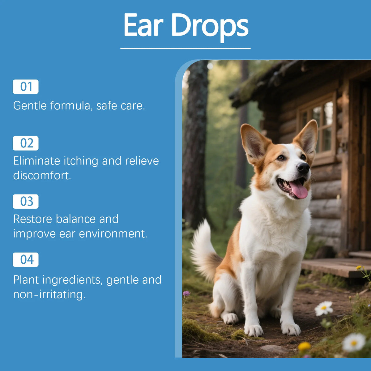 EelJoy Pet Ear Drops Dissolve Ear Wax Odor Remover Anti Itching Natural Non Irritating