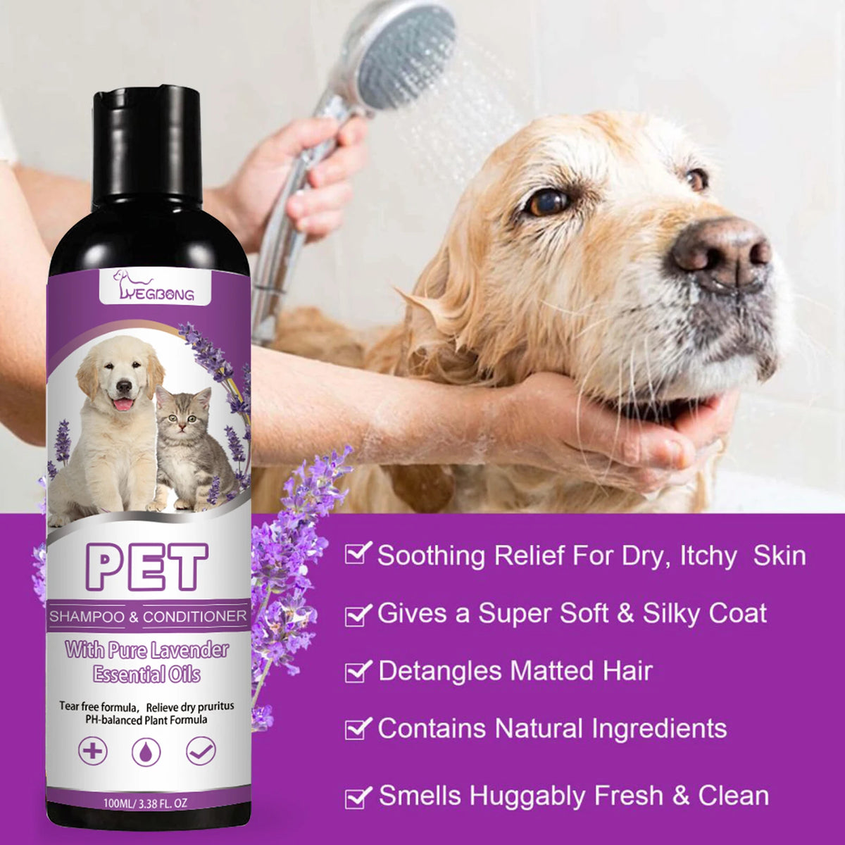 Puppy Kitten Shampoo PH Balanced Moisturizing Coat Anti Mite Flea Killer