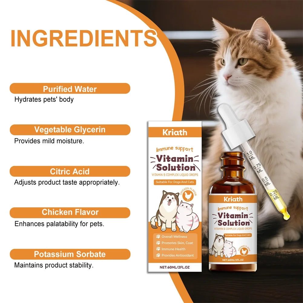 60ml Vitamins B Complex For Dogs Cats Immune Support Pet Body Care