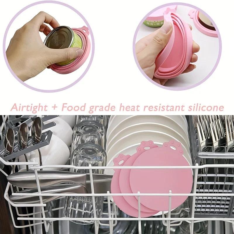 3 Pcs Pet Food Can Lids & One Can Spoon Universal BPA