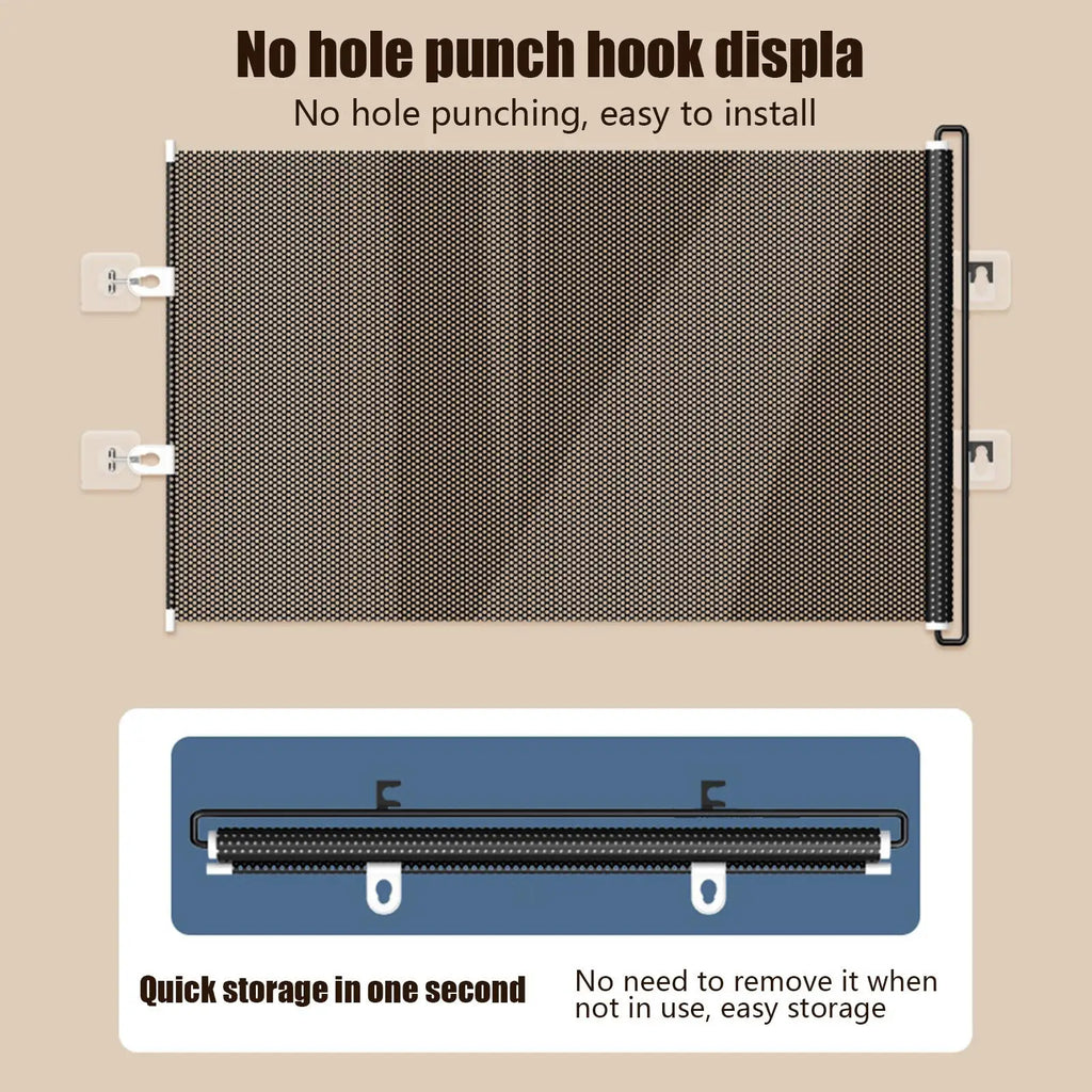 Retractable Pet Gate No Drilling Door Barrier Indoor Retractable Stair Barrier for Home