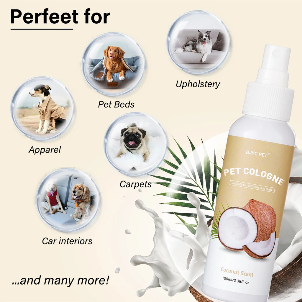 Pet Deodorizing Spray Coconut Scent 100ml Dog Cologne Long Lasting Fragrance
