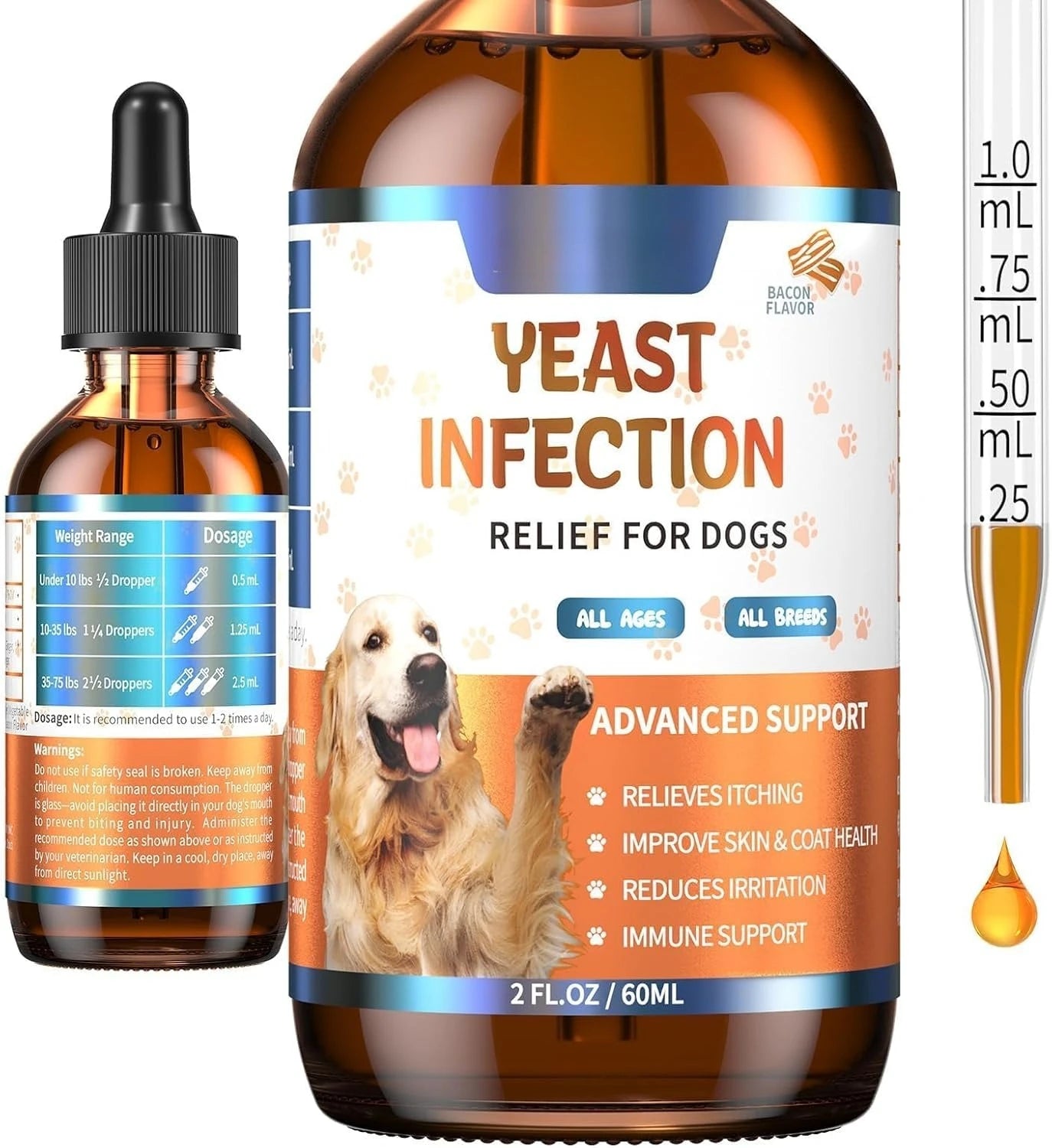 60ml Natural Yeast Relief Supplements for Dogs Itch Relief Dog Ear Discomfort