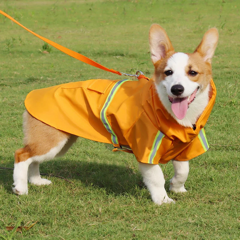 Large Dog Raincoat Corgi Cloak Style Puppy Waterproof Dog Clothes Reflective