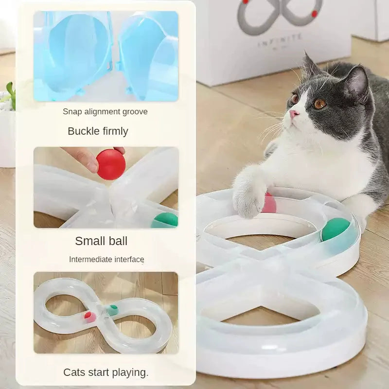 Cat Toy Self Entertaining Track Ball with Spinner Disk Interactive