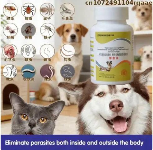 Fast-acting Deworming Medicine For Dogs, Cats, Pigs, Sheep, Eliminates Ticks, Fleas, Roundworms, Hookworms & Nematodes