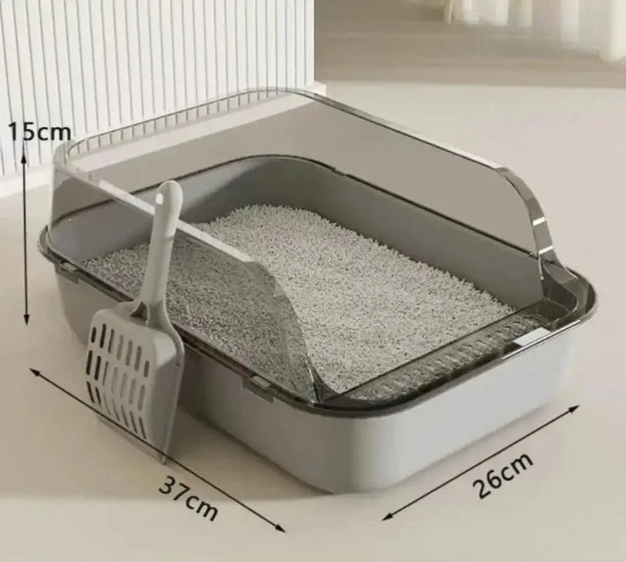 Semi-Enclosed Cat Litter Box Splashproof Kitten Toilet Tray
