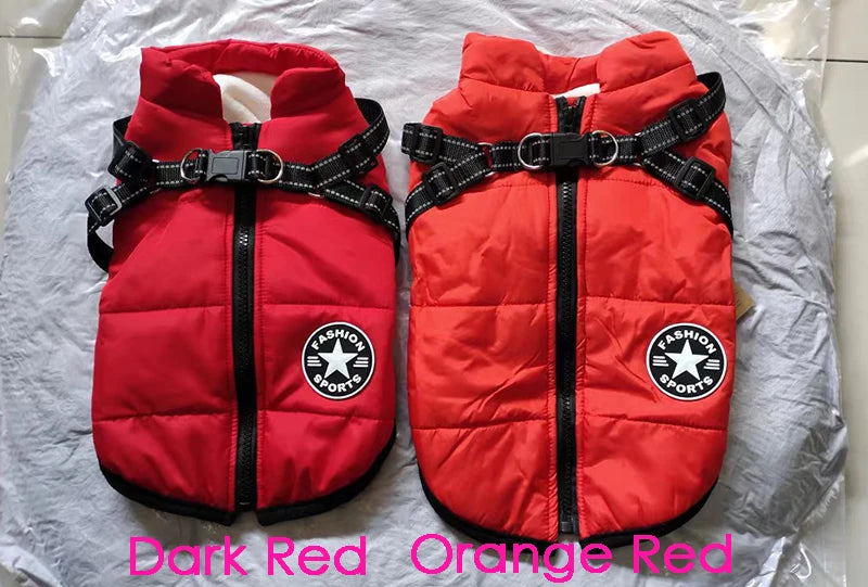 Waterproof Warm Dog Jacket Vest Winter Dog Clothes With Harness French-Bulldog