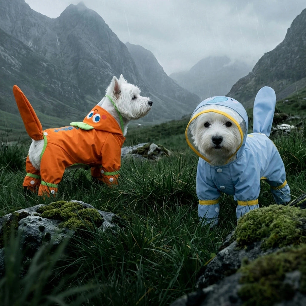 Orange Carrot Dog Raincoat Four Legged Waterproof All Inclusive Clothing Summer Rainy Day