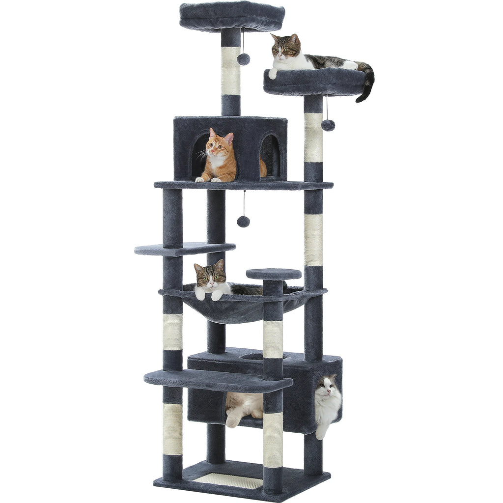 Large Cat Tree and Tower for Indoor Cats With Sisal-Covered Scratching Posts