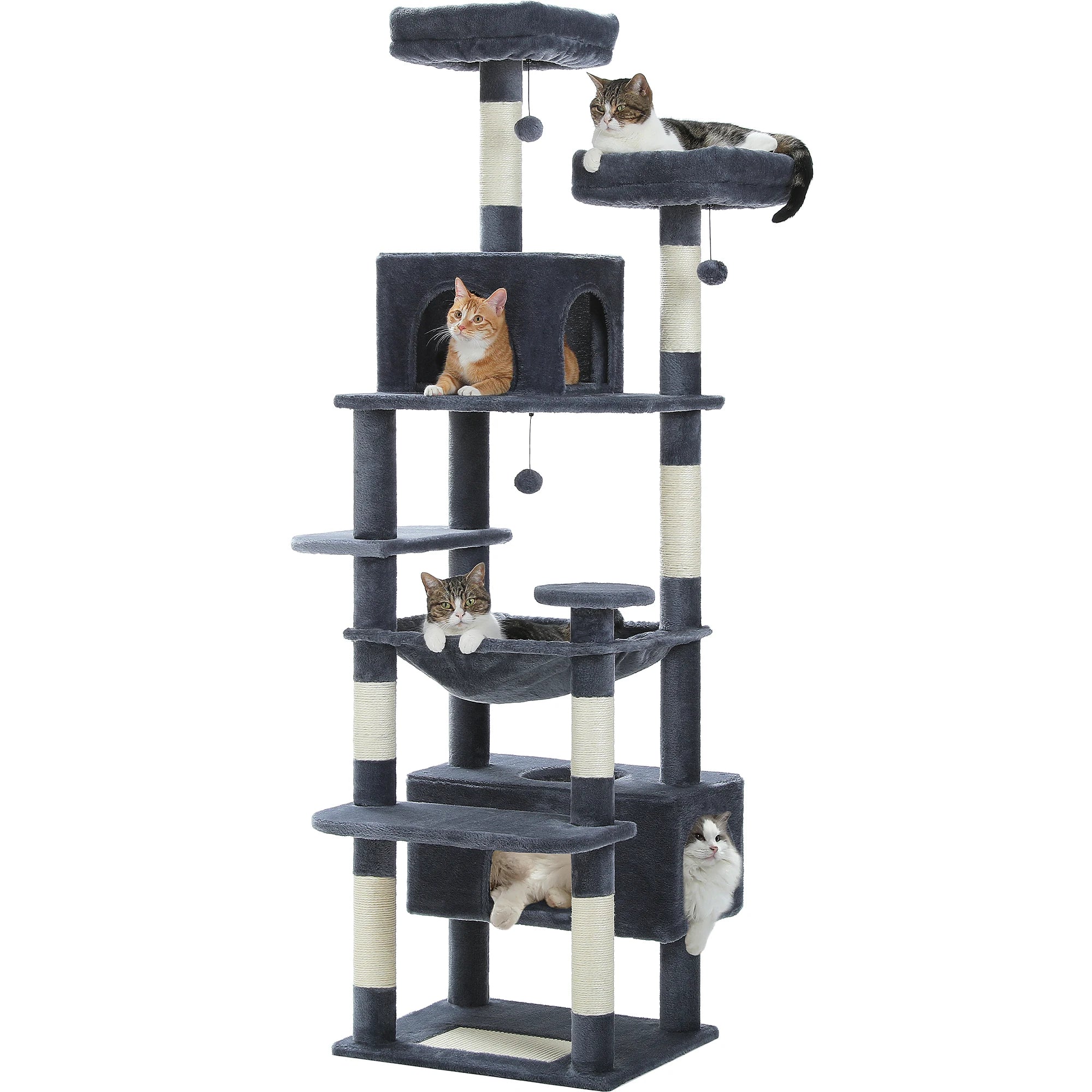 Large Cat Tree and Tower for Indoor Cats With Sisal-Covered Scratching Posts