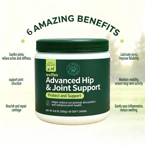 250g Hip Joint Support Chews for Dogs 60 Soft Chews with Glucosamine Chondroitin