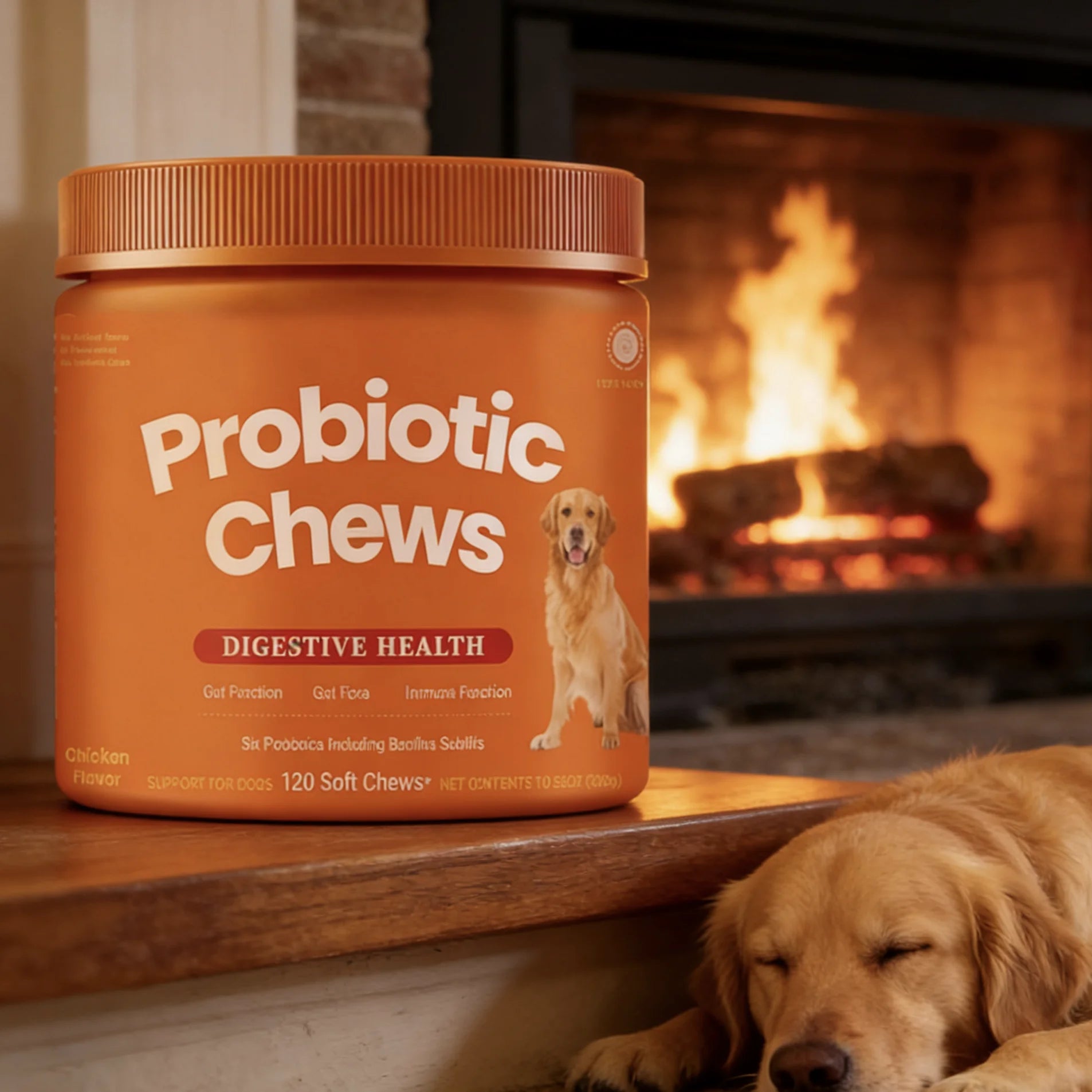 Dog Probiotic Chews  Digestive Health Support Chicken Flavor 120 Count Soft Chews
