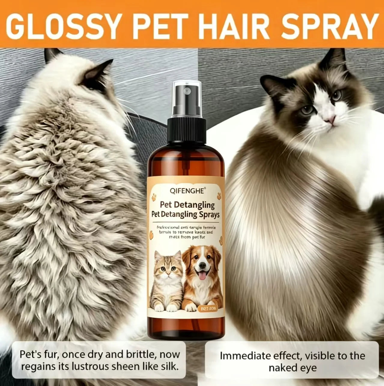 50ML Pet Detangling Spray Professional Leave-in Conditioner for Cats Dogs Anti-Static