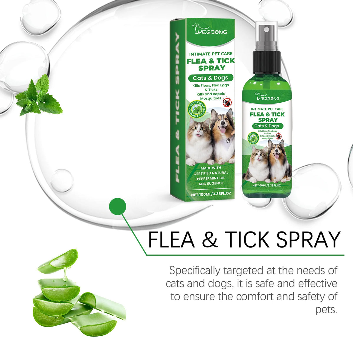 YEGBONG Flea Tick Spray Effective Insect Repellent Eliminate Odor Long Lasting