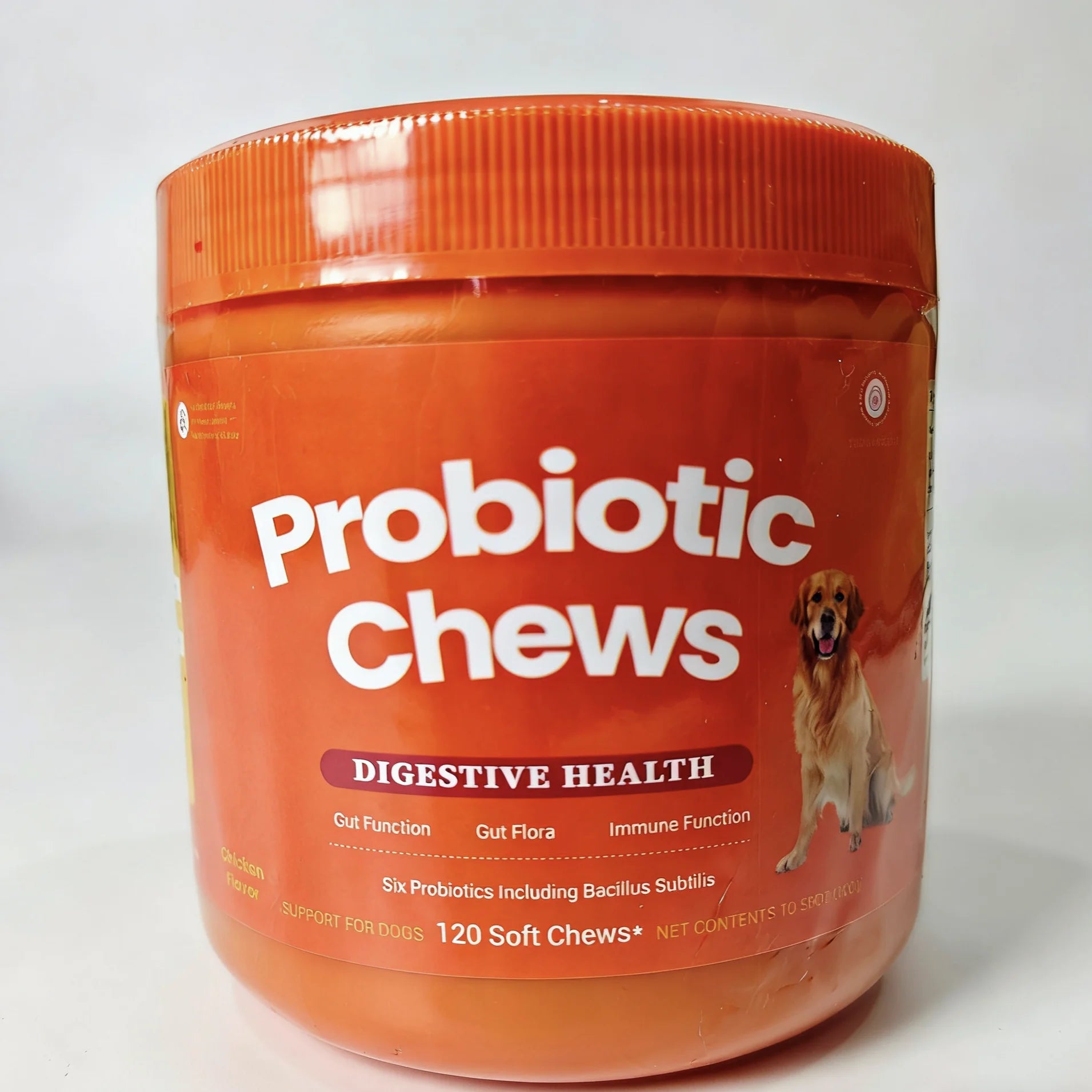 Dog Probiotic Chews  Digestive Health Support Chicken Flavor 120 Count Soft Chews