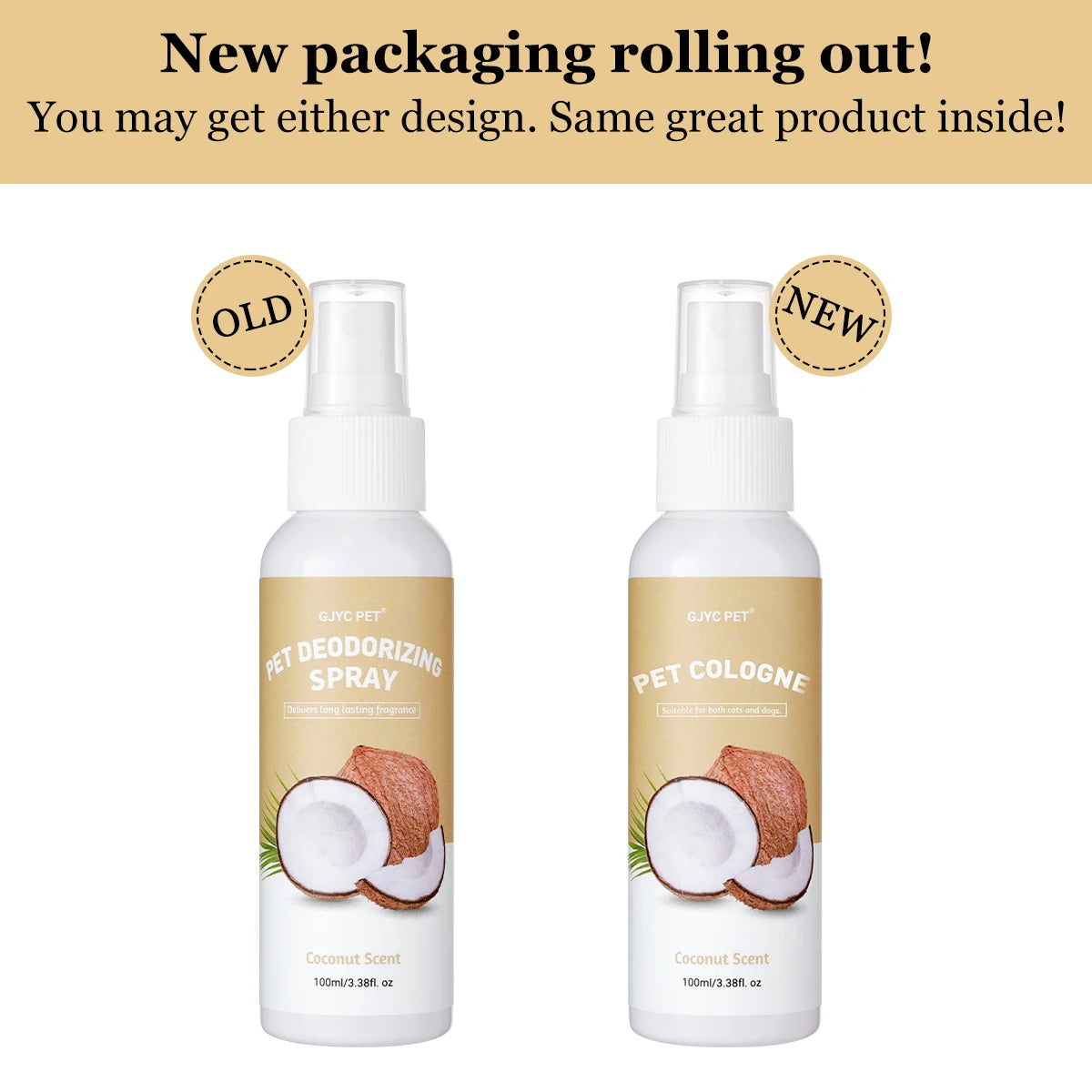Pet Deodorizing Spray Coconut Scent 100ml Dog Cologne Long Lasting Fragrance