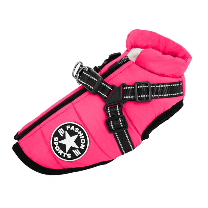 Waterproof Warm Dog Jacket Vest Winter Dog Clothes With Harness French-Bulldog