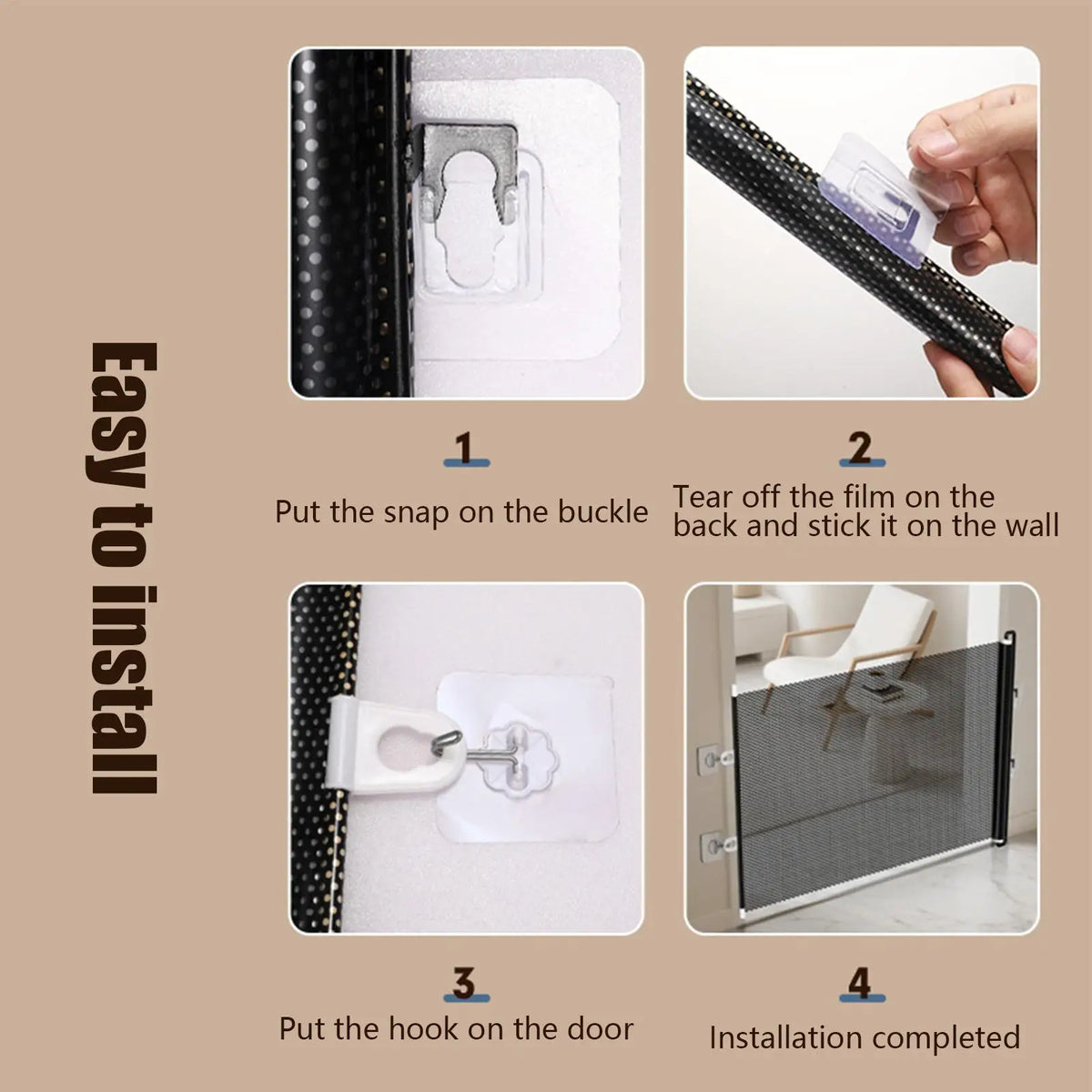Retractable Pet Gate No Drilling Door Barrier Indoor Retractable Stair Barrier for Home