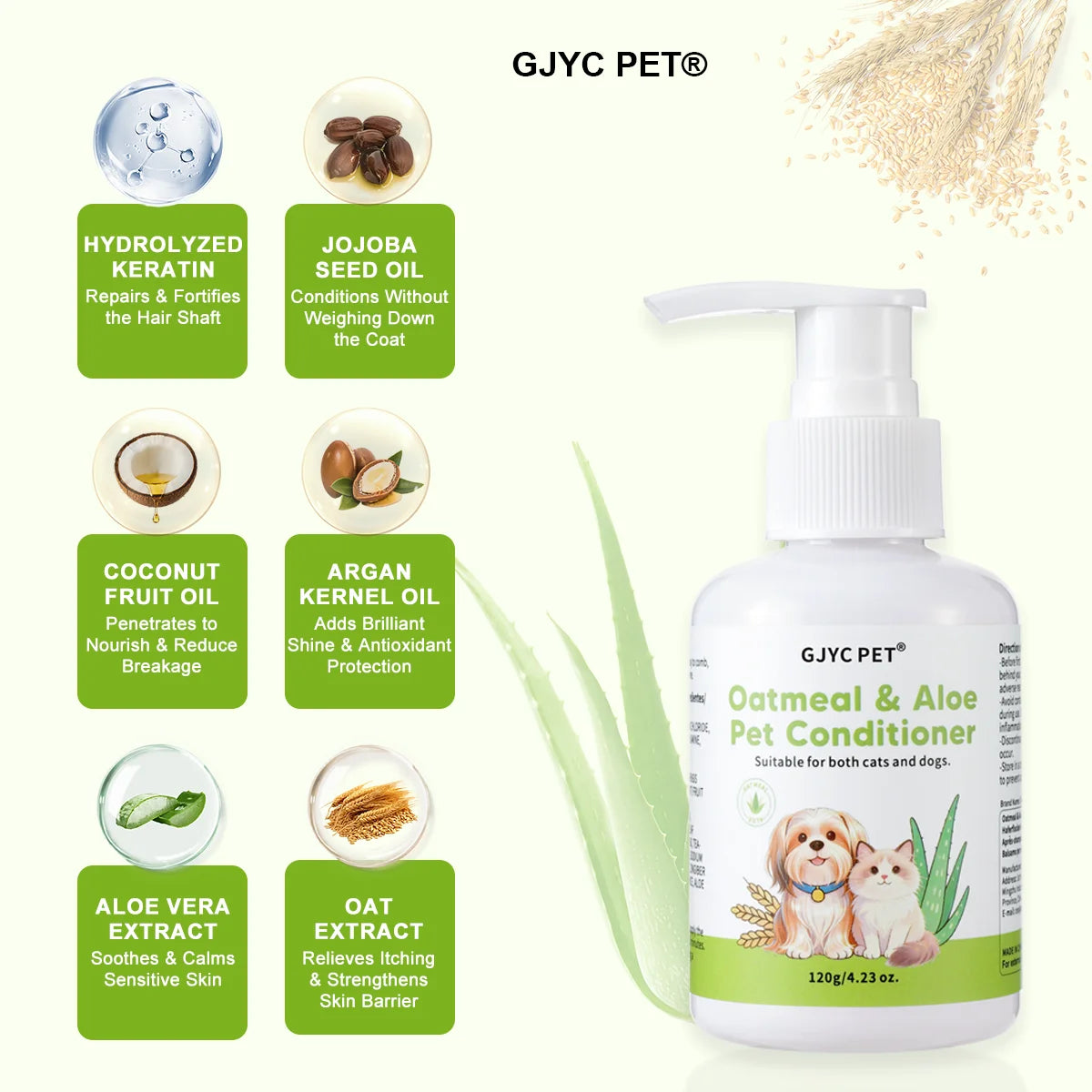 Oatmeal Aloe Pet Conditioner Smooths Prevents Tangling Moisturizing Formula