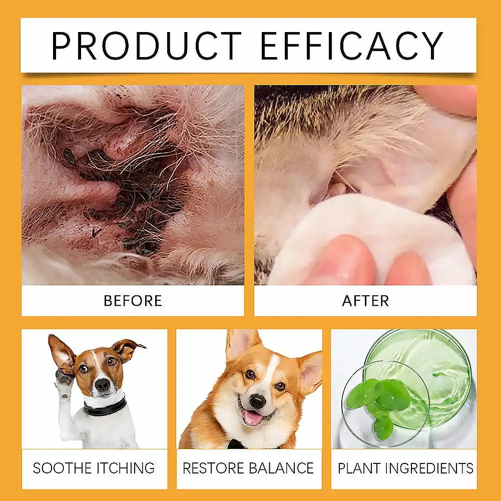 60ml Pet Ear Drops Dissolve Ear Wax Odor Remover