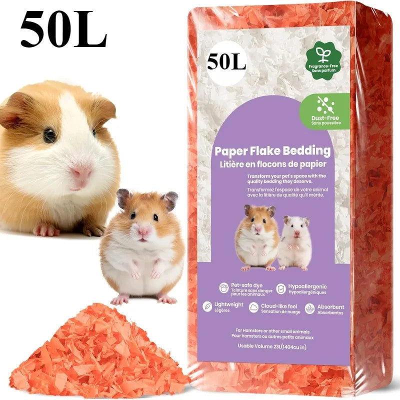 23L/50L Paper Small Pet Bedding Hamster Rabbits Guinea Pigs Odor Control Dust-Free Moisture Absorbent Natural Shavings Bedding