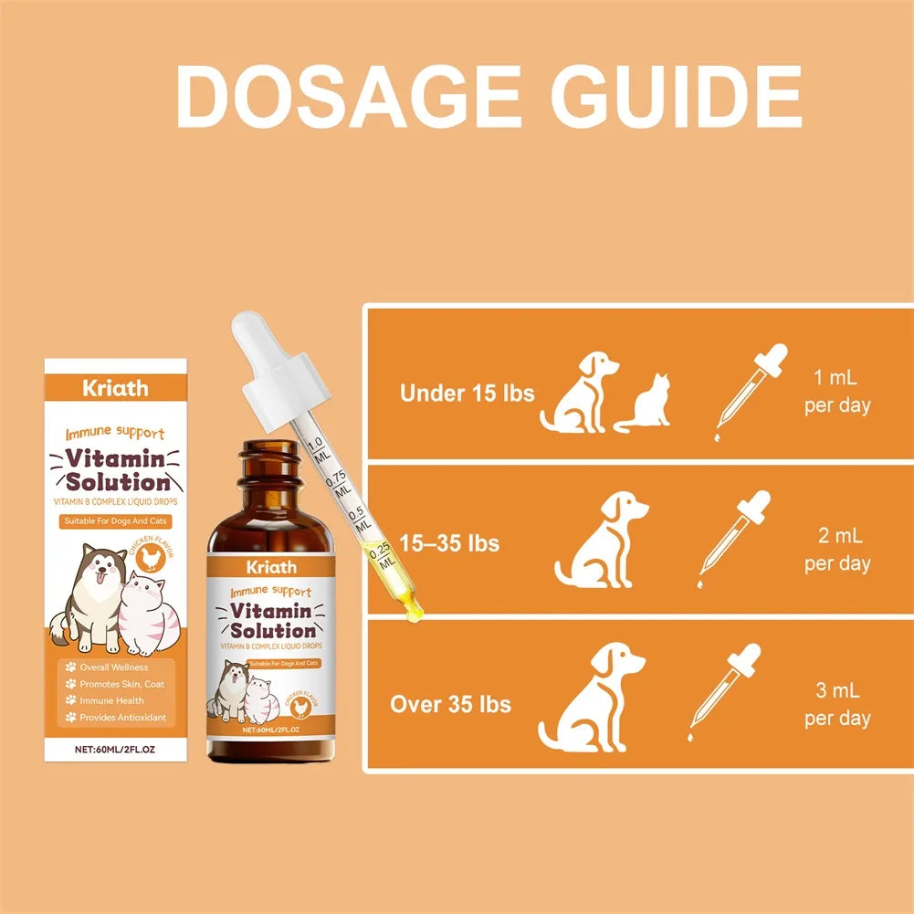 60ml Vitamins B Complex For Dogs Cats Immune Support Pet Body Care