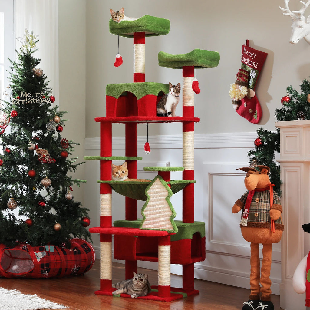 Large Cat Tree and Tower for Indoor Cats With Sisal-Covered Scratching Posts
