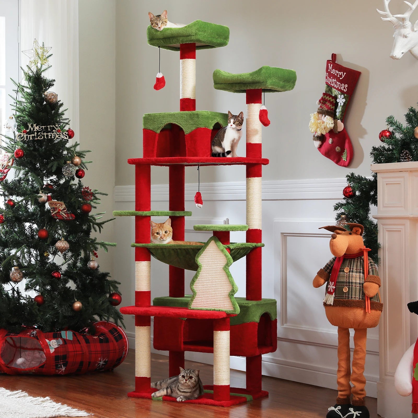 Large Cat Tree and Tower for Indoor Cats With Sisal-Covered Scratching Posts
