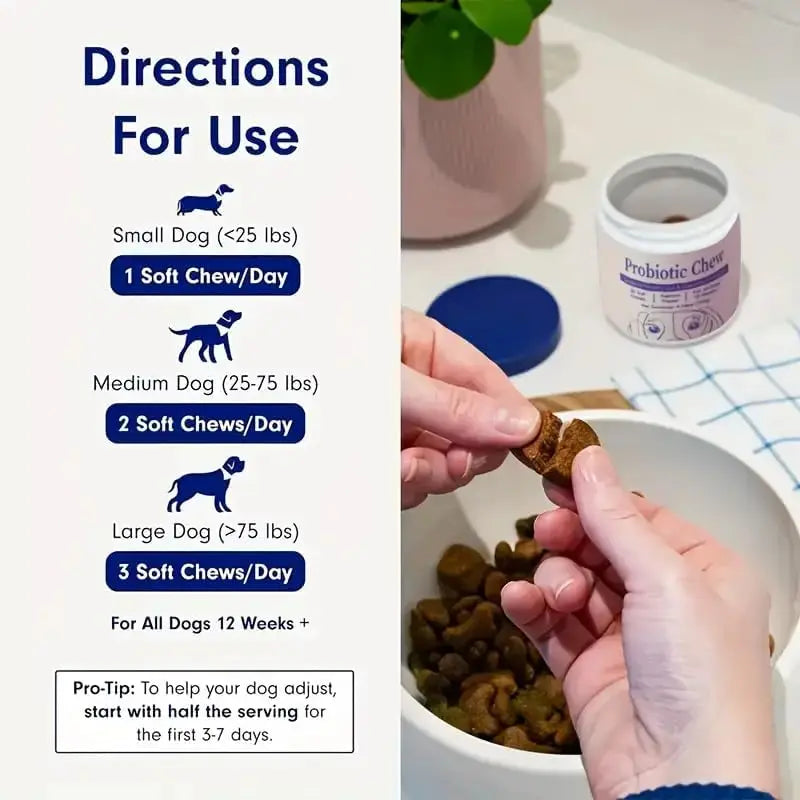 30 Count Probiotics for Dogs Pet Digestive Immune Supplement