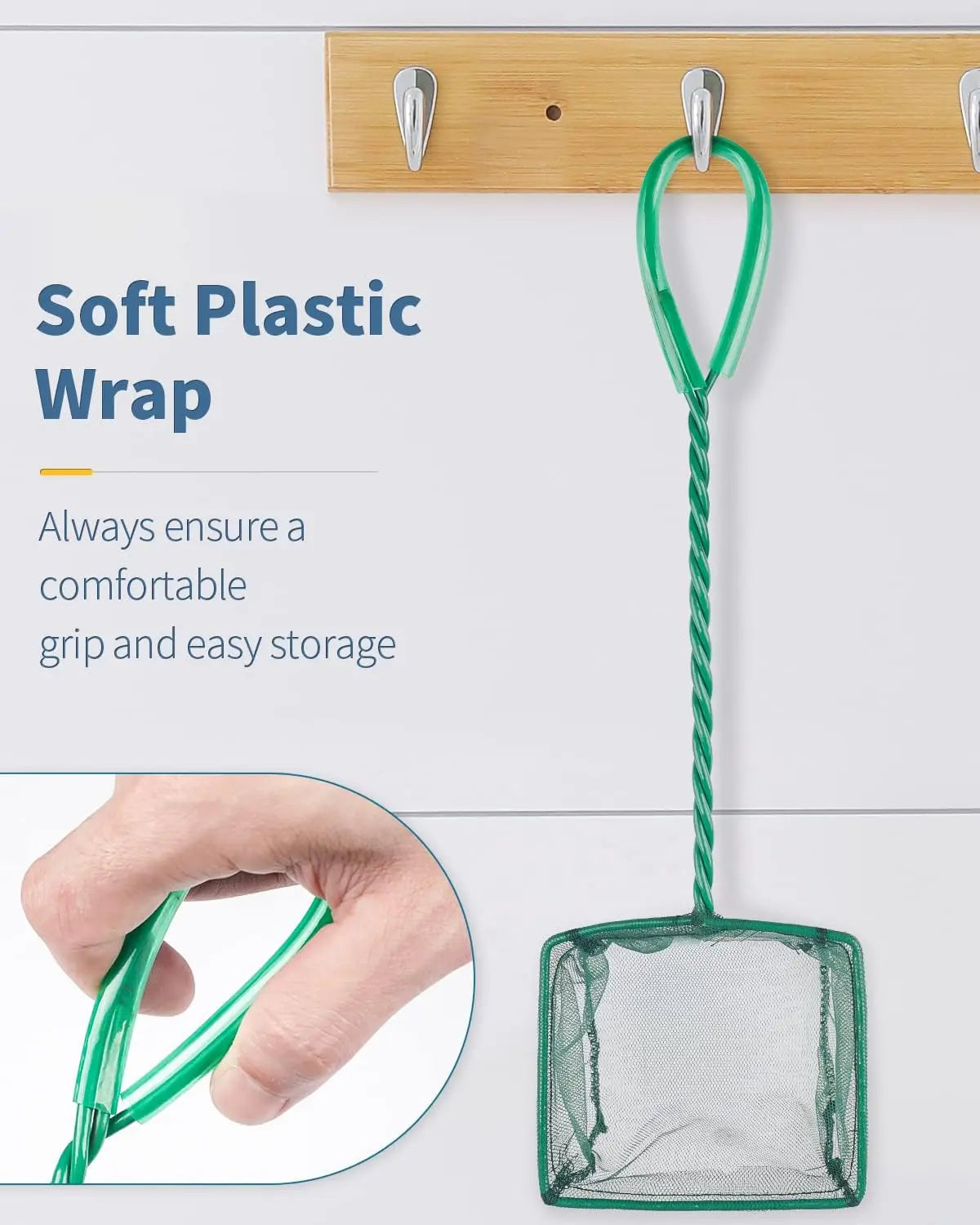 Pawfly Aquarium Fish Net – Square Fine Mesh with Braided Metal Handle for Tanks, Koi Ponds & Pool Cleaning