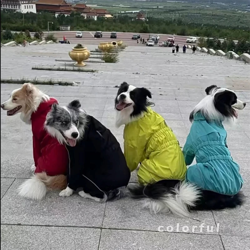 Waterproof Pet Dog Jacket Reflective Rain Dog Coat Red Dog Jumpsuits