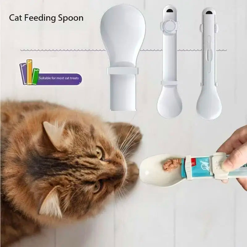 Cat Strip Feeder Spoon Long Handle Cat Food Strip Squeezer Pet Meat