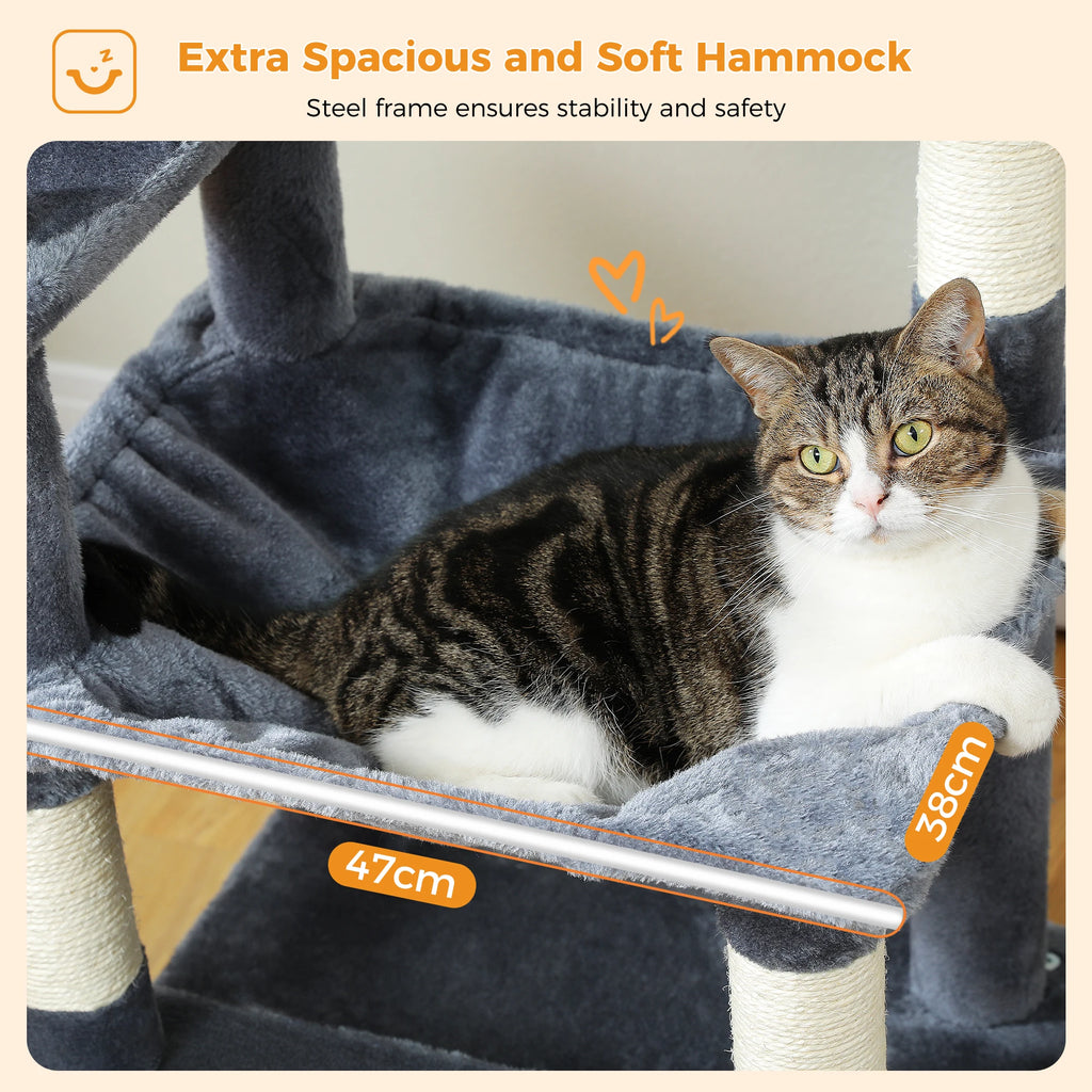 Large Cat Tree and Tower for Indoor Cats With Sisal-Covered Scratching Posts