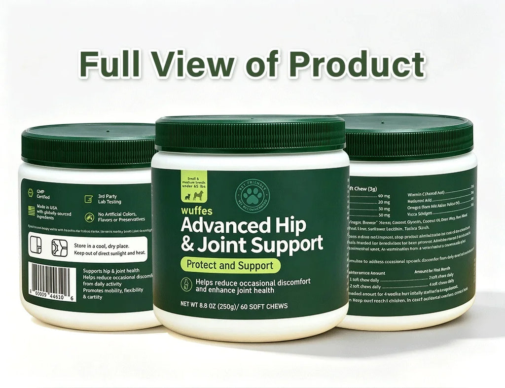 250g Hip Joint Support Chews for Dogs 60 Soft Chews with Glucosamine Chondroitin