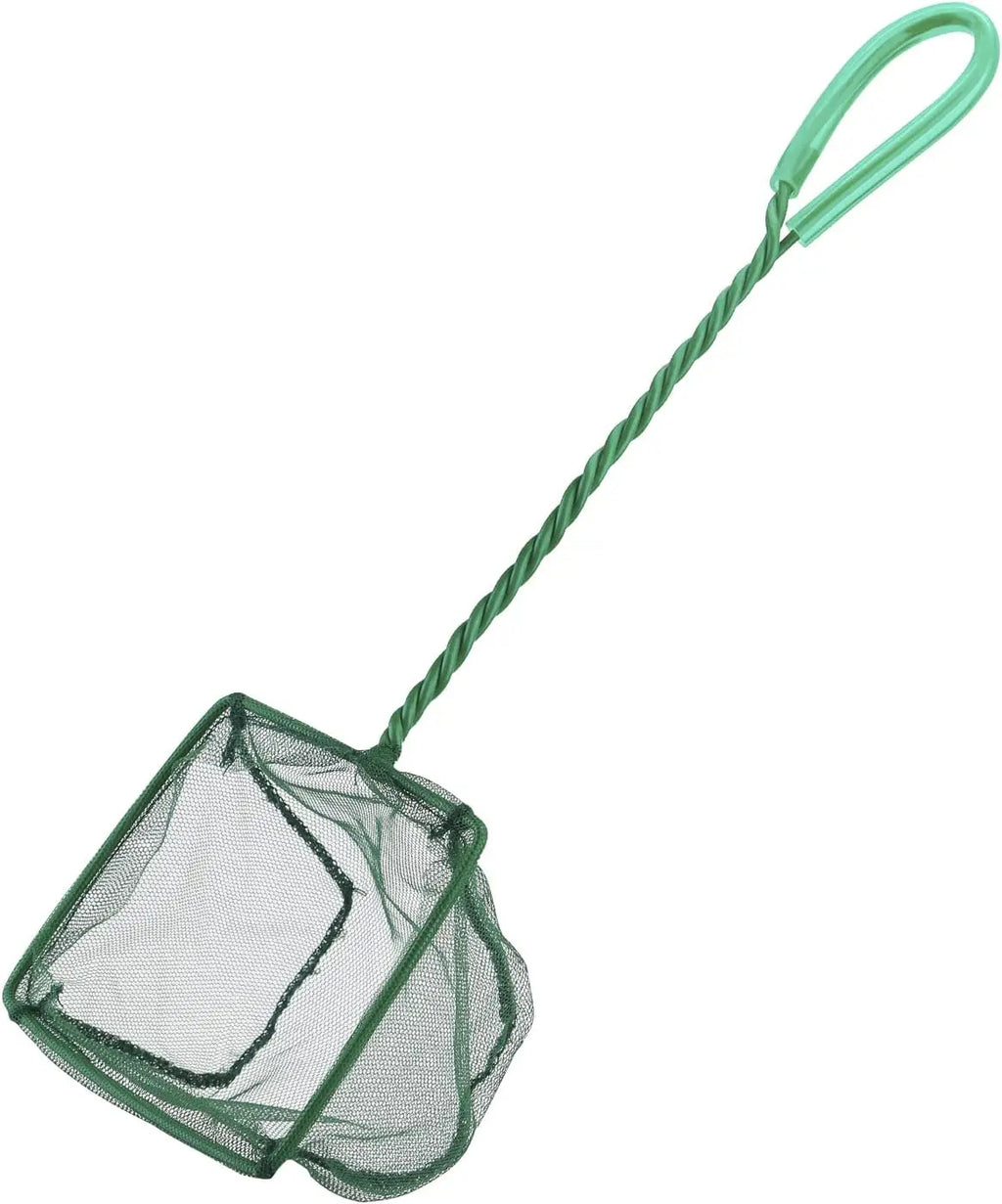 Pawfly Aquarium Fish Net – Square Fine Mesh with Braided Metal Handle for Tanks, Koi Ponds & Pool Cleaning
