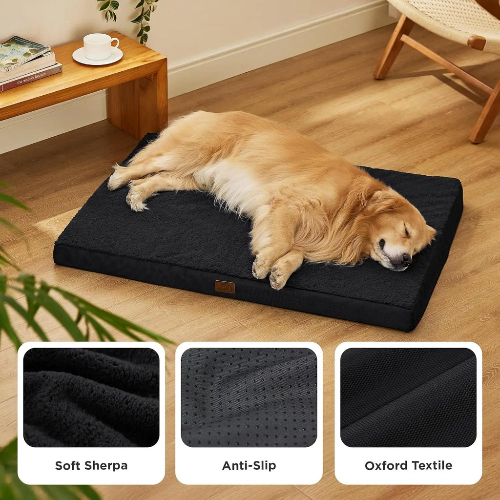XL Dog Beds Large Sized Dog -Comfy Flat Extra Large Pet Beds with Removable Washable Cover, Orthopedic Egg Crate Foam Mat