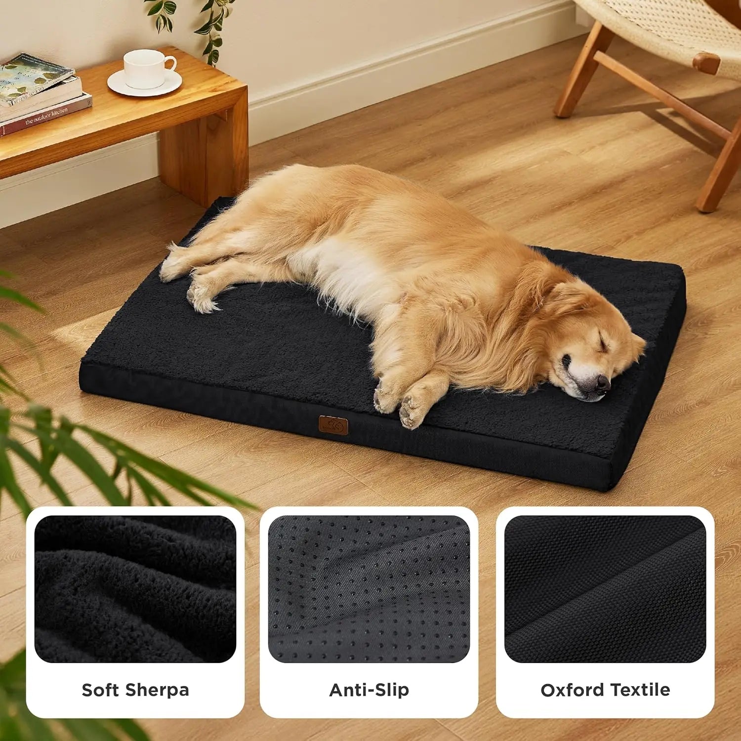 XL Dog Beds Large Sized Dog -Comfy Flat Extra Large Pet Beds with Removable Washable Cover, Orthopedic Egg Crate Foam Mat