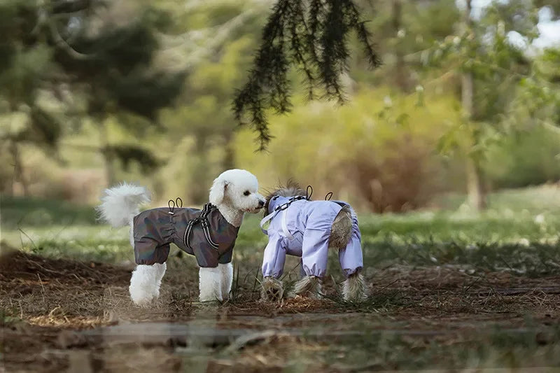 Dog Raincoat with Harness Waterproof Pet Rain Jacket for Small Dogs
