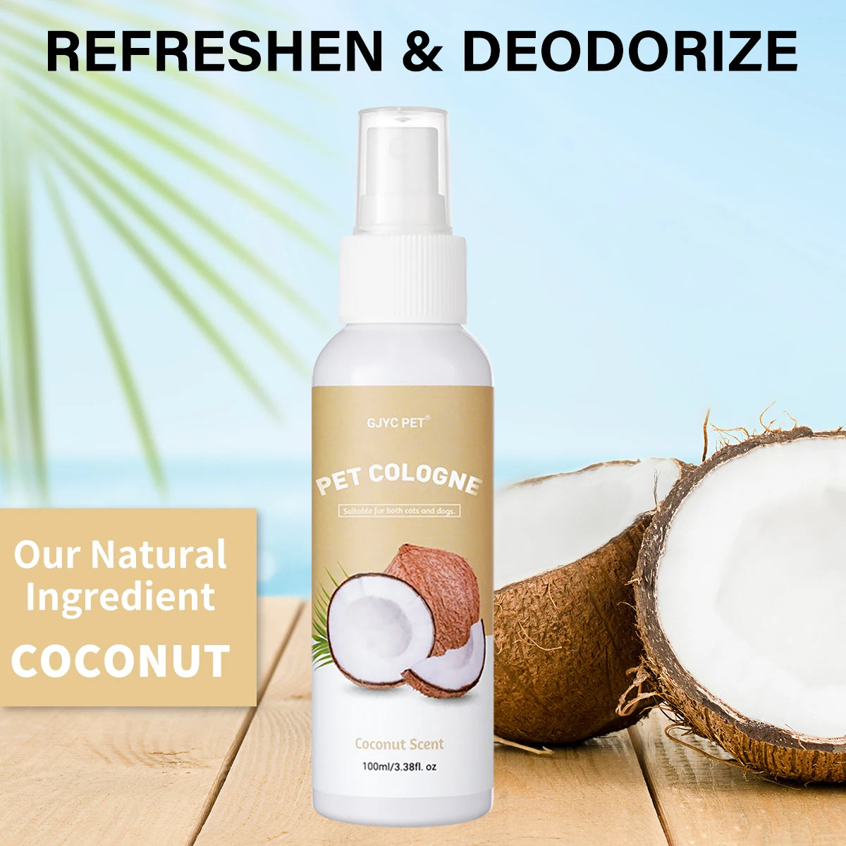 Pet Deodorizing Spray Coconut Scent 100ml Dog Cologne Long Lasting Fragrance
