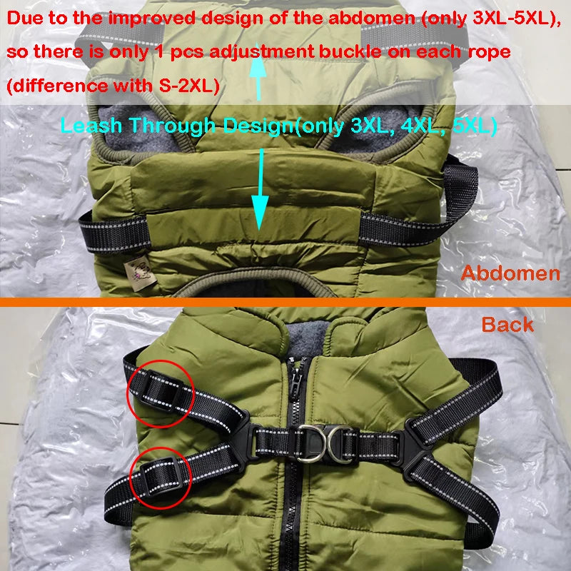 Waterproof Warm Dog Jacket Vest Winter Dog Clothes With Harness French-Bulldog