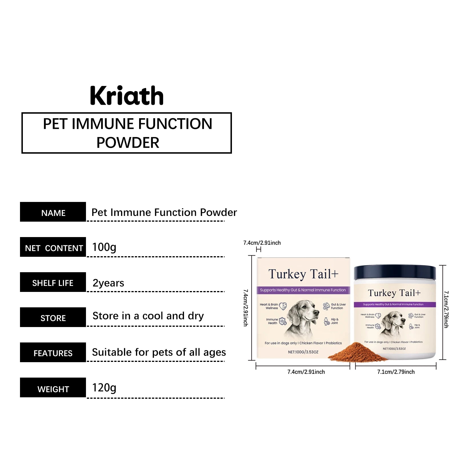 Kriath Pet Nutrition Powder Support Heart Health Promoting Intestinal Digestion