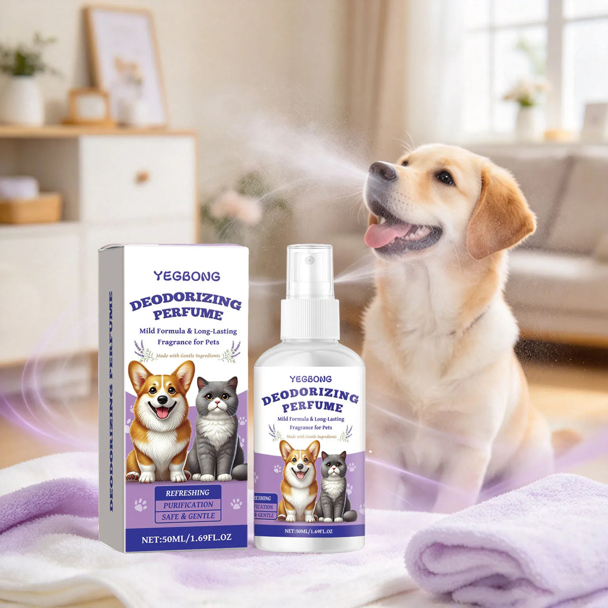 50ML Pet Deodorize Spray Gentle Formula Cleaning Dirts Refreshing Eliminate Bad Odors