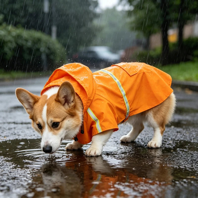 Large Dog Raincoat Corgi Cloak Style Puppy Waterproof Dog Clothes Reflective
