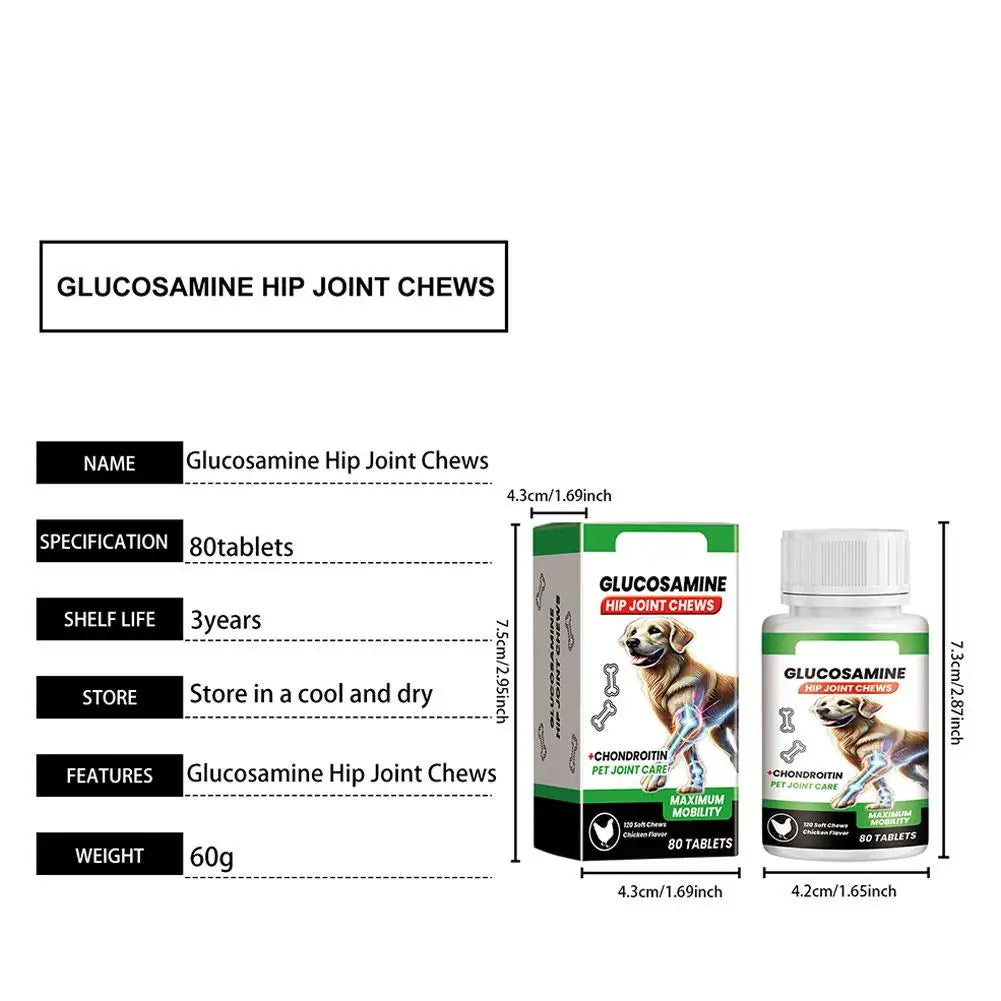 80 Tablets Pet Joint Care Soft Chews Supplement Glucosamine Pet Joint