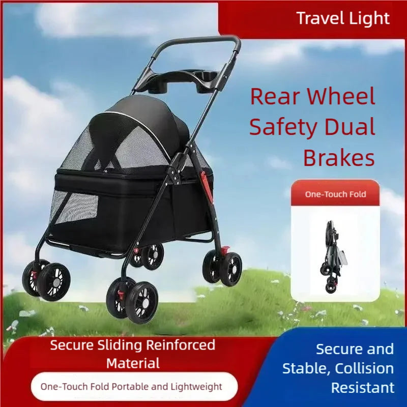 Pet cart, baby cart, small pet cart, lightweight and foldable, suitable for outdoor travel