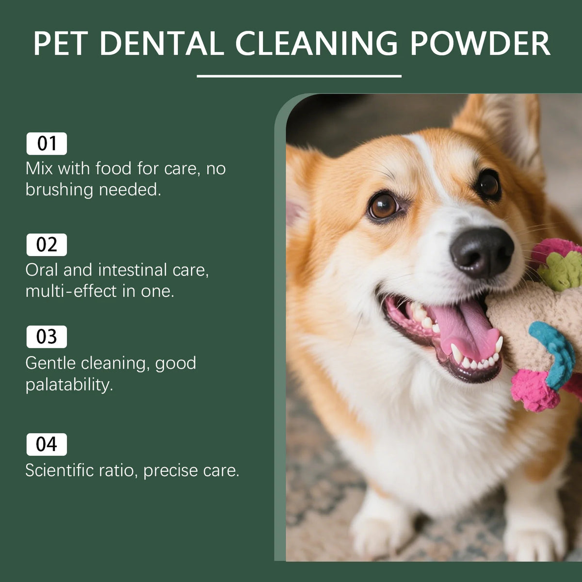 Dog Dental Care Powder Cat Breath Freshener Plaque Tartar Control Pet Oral Hygiene