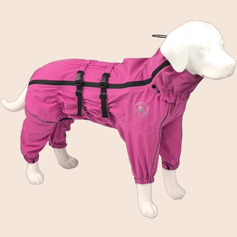 Waterproof Pet Dog Jacket Reflective Rain Dog Coat Red Dog Jumpsuits