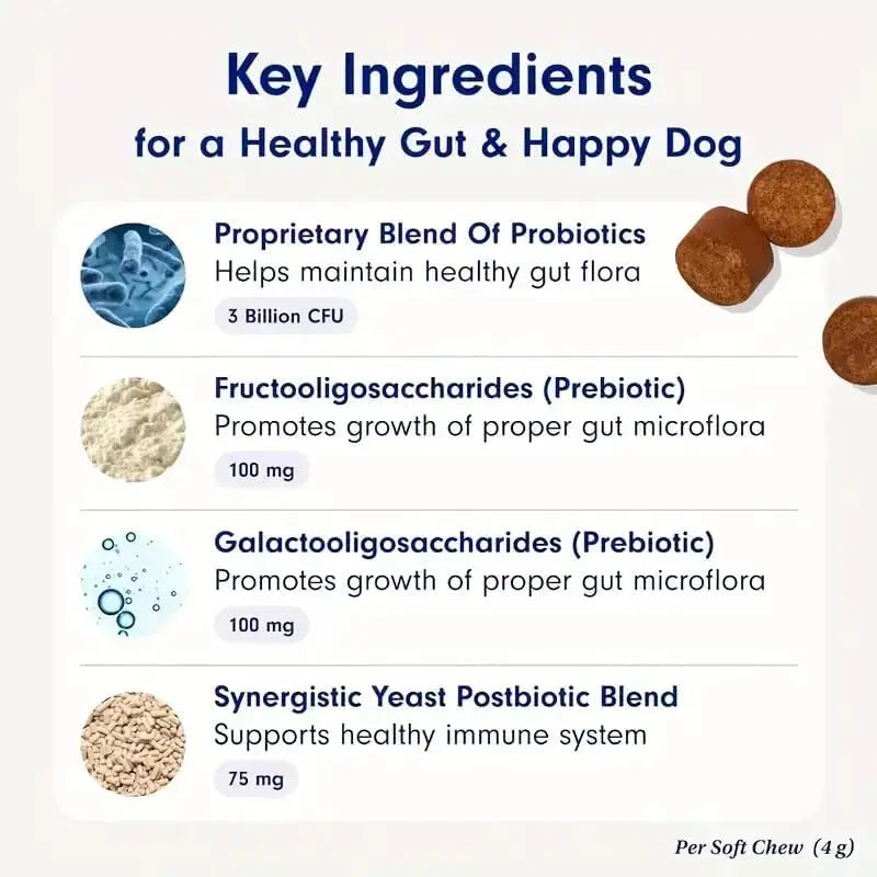 30 Count Probiotics for Dogs Pet Digestive Immune Supplement