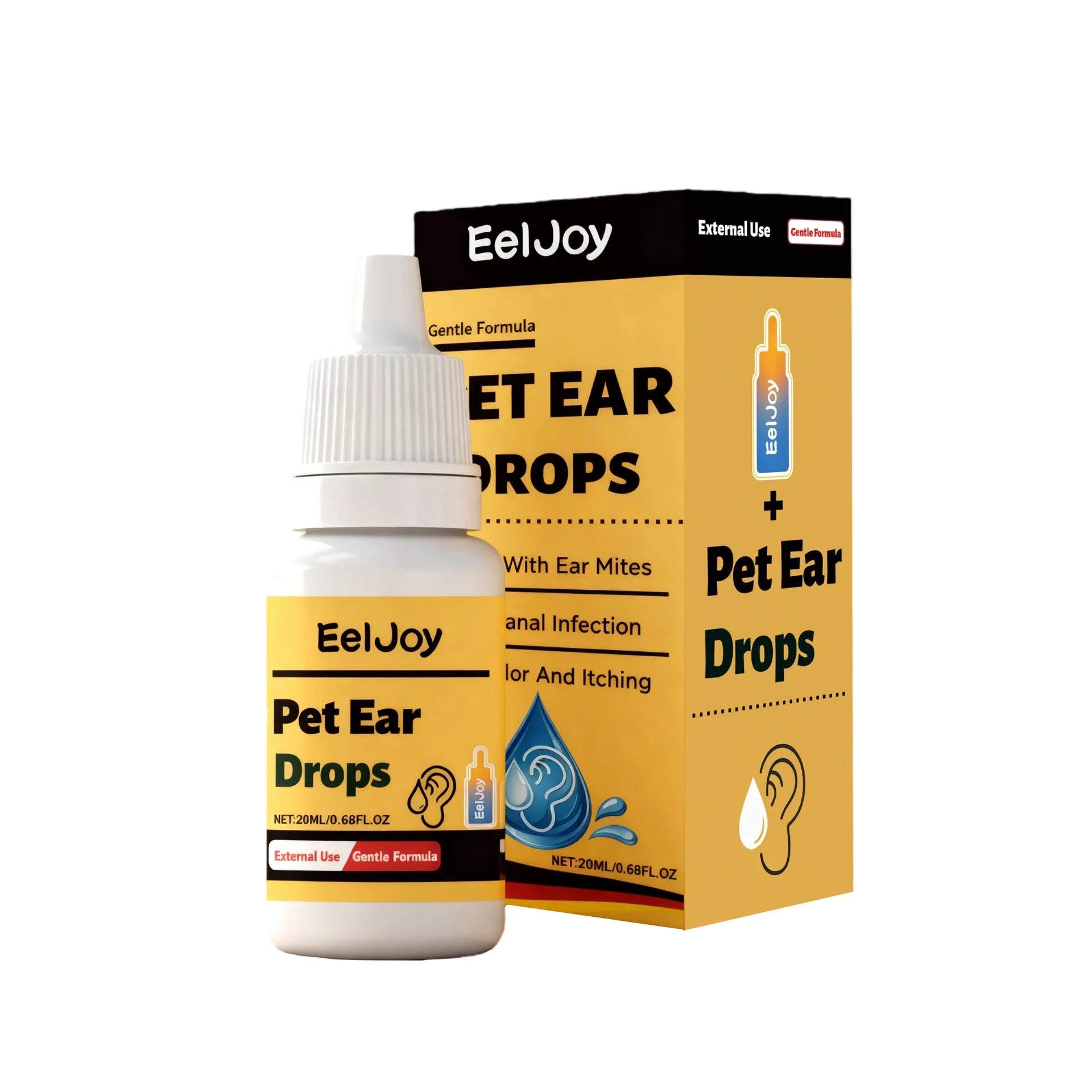 EelJoy Pet Ear Drops for Dog Cat Anti Itch Anti Mite Soothing Skin Moisturizing